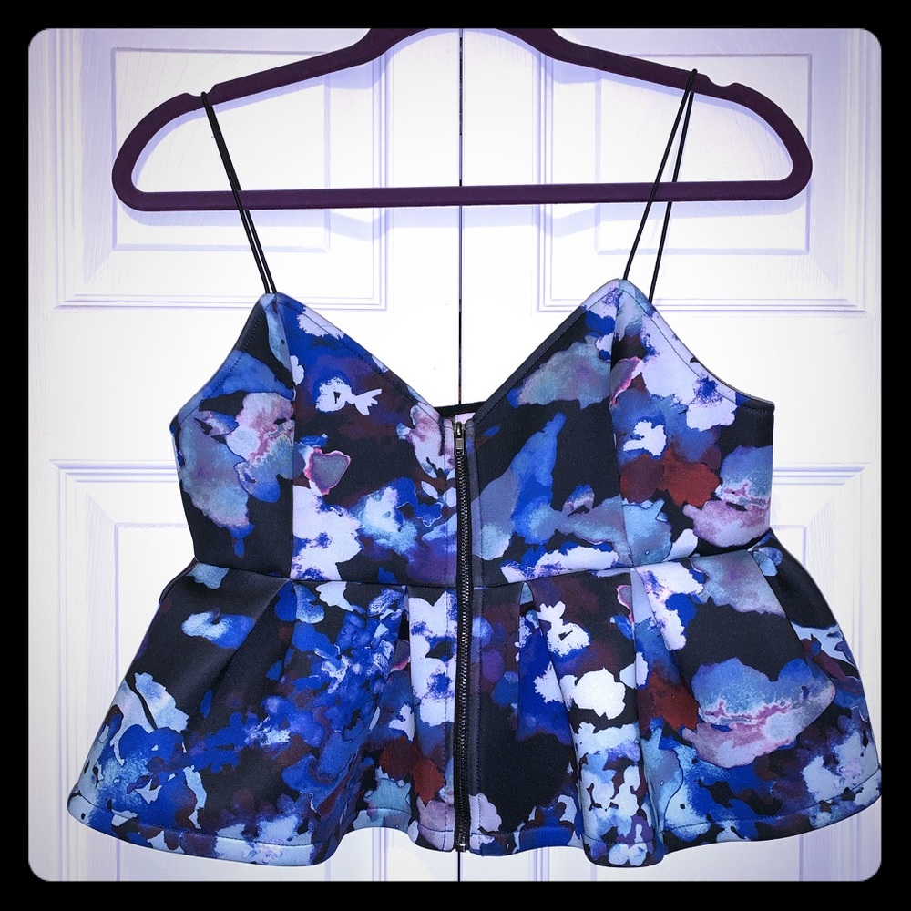 UO Sparkle and Fade Blue Watercolor Top Size M